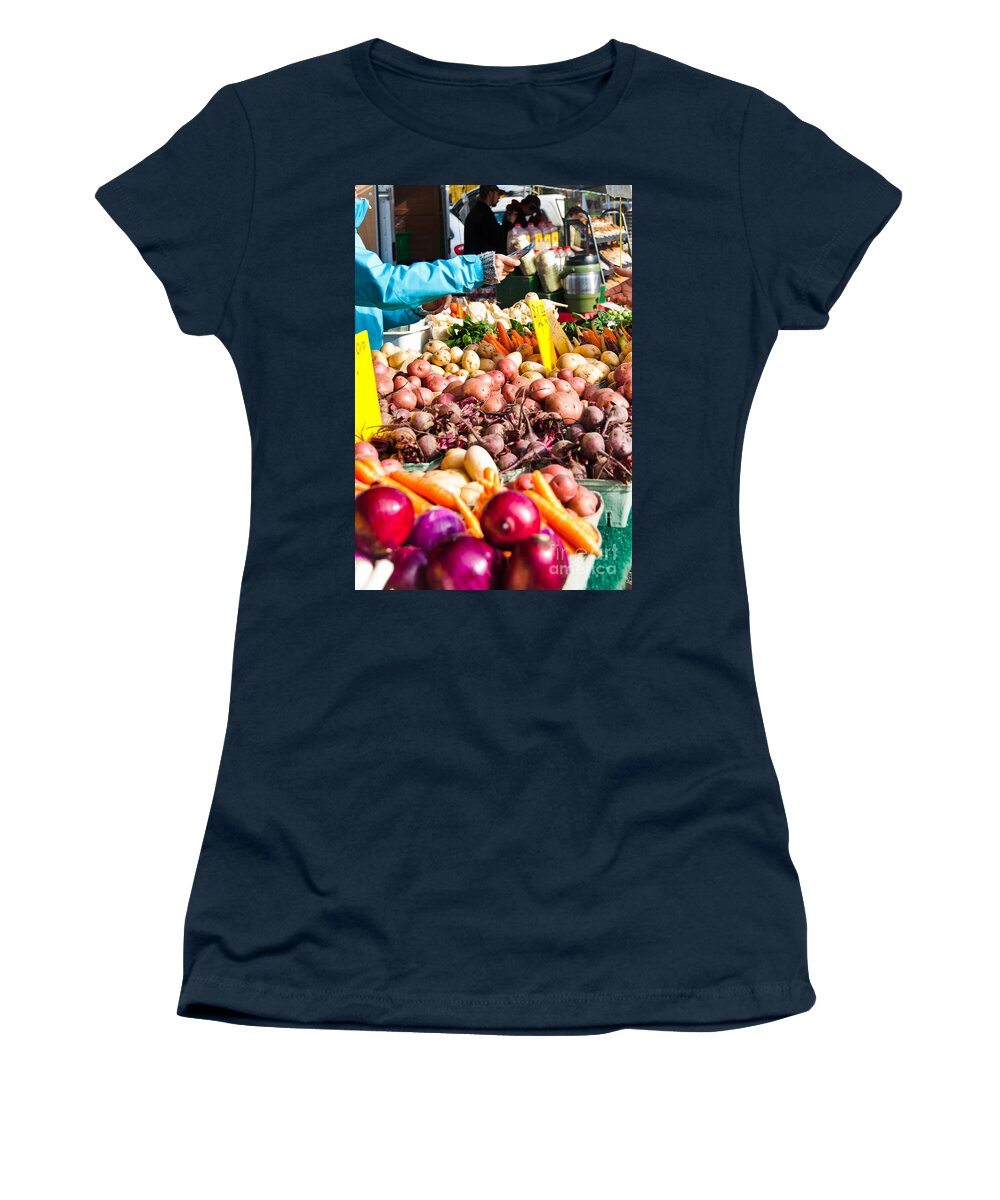 Vegetables Women's T-Shirt featuring the photograph Market Display by Cheryl Baxter