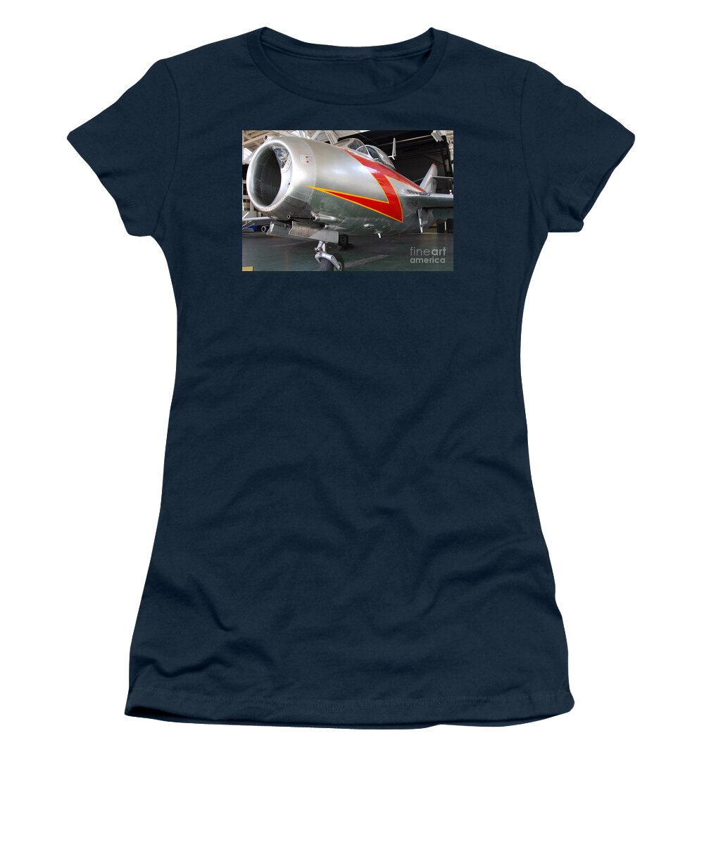 Airplane Women's T-Shirt featuring the photograph Mikoyan Guryevich MiG-15bis Fighter Plane 7D11179 by Wingsdomain Art and Photography