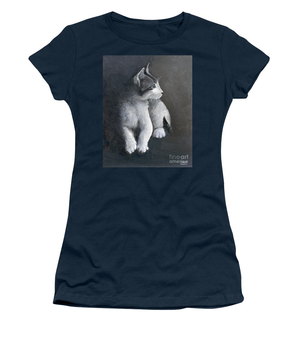 Kitten Women's T-Shirt featuring the painting Milo by Jackie Irwin