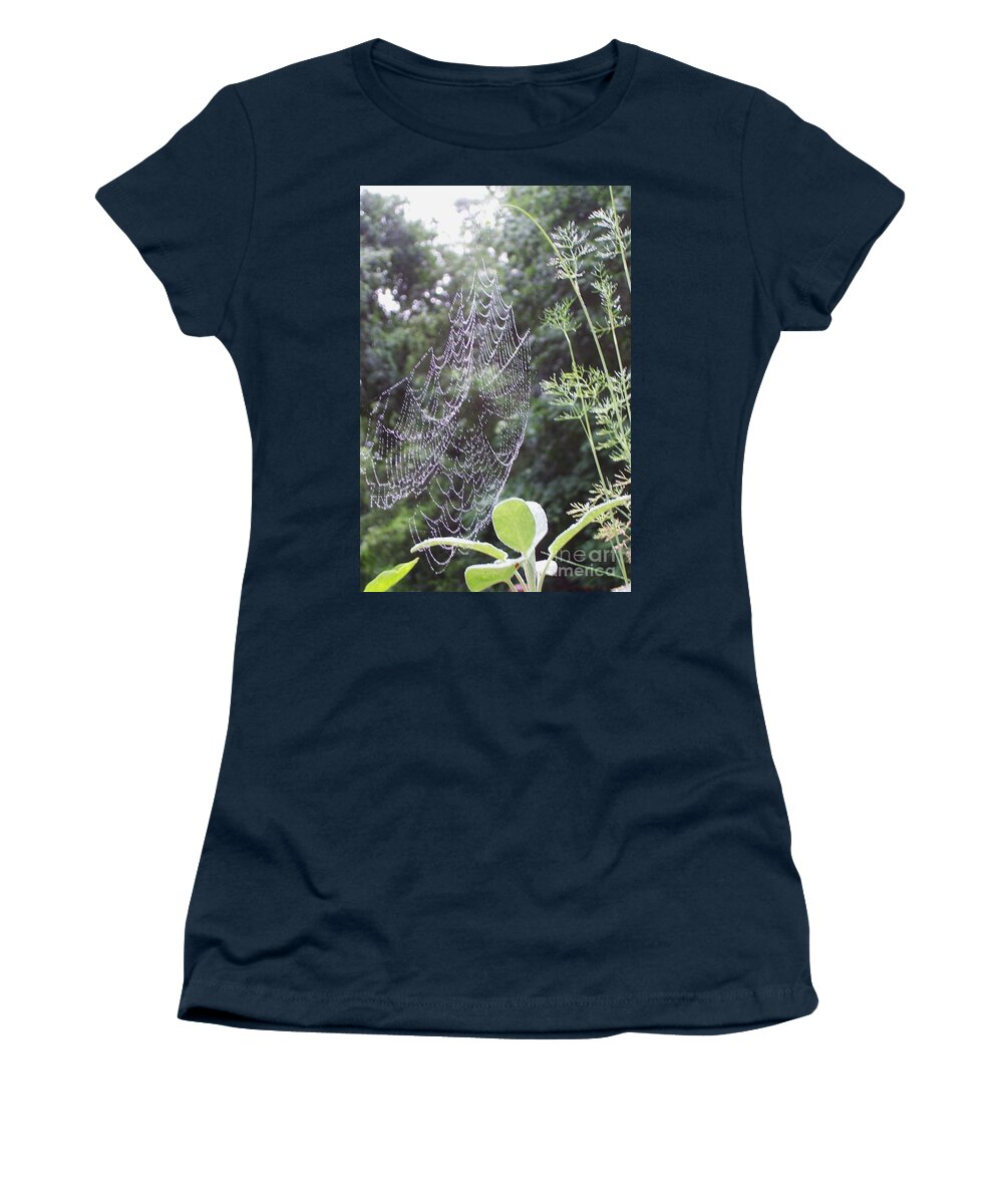 Dew Covered Spider Web Women's T-Shirt featuring the photograph Morning Dew by Michelle Welles