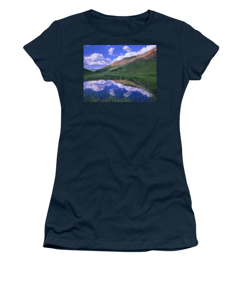 00175859 Women's T-Shirt featuring the photograph Mount Baldy And Elk Mountains Colorado by Tim Fitzharris