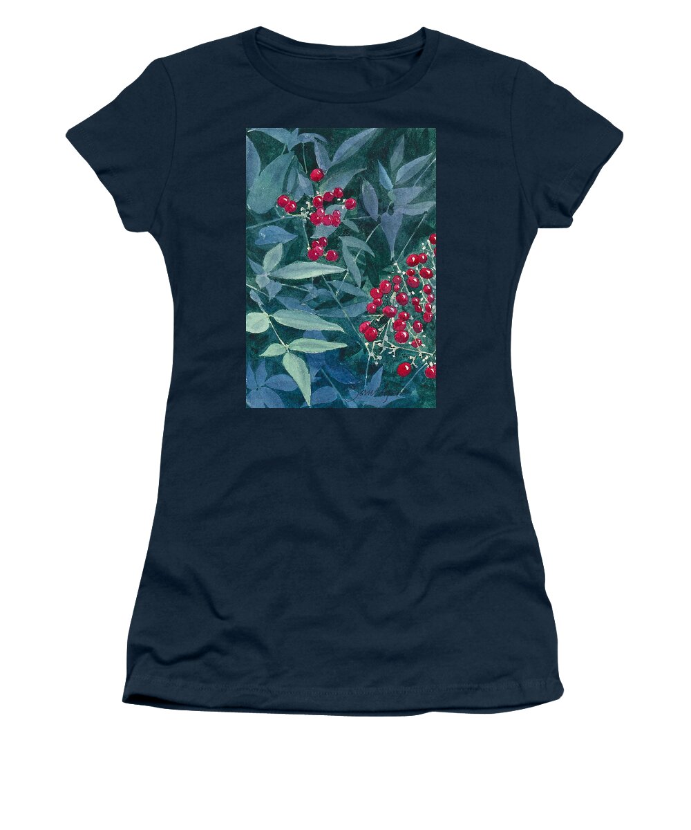 Plant Women's T-Shirt featuring the painting Nandina by Frank SantAgata