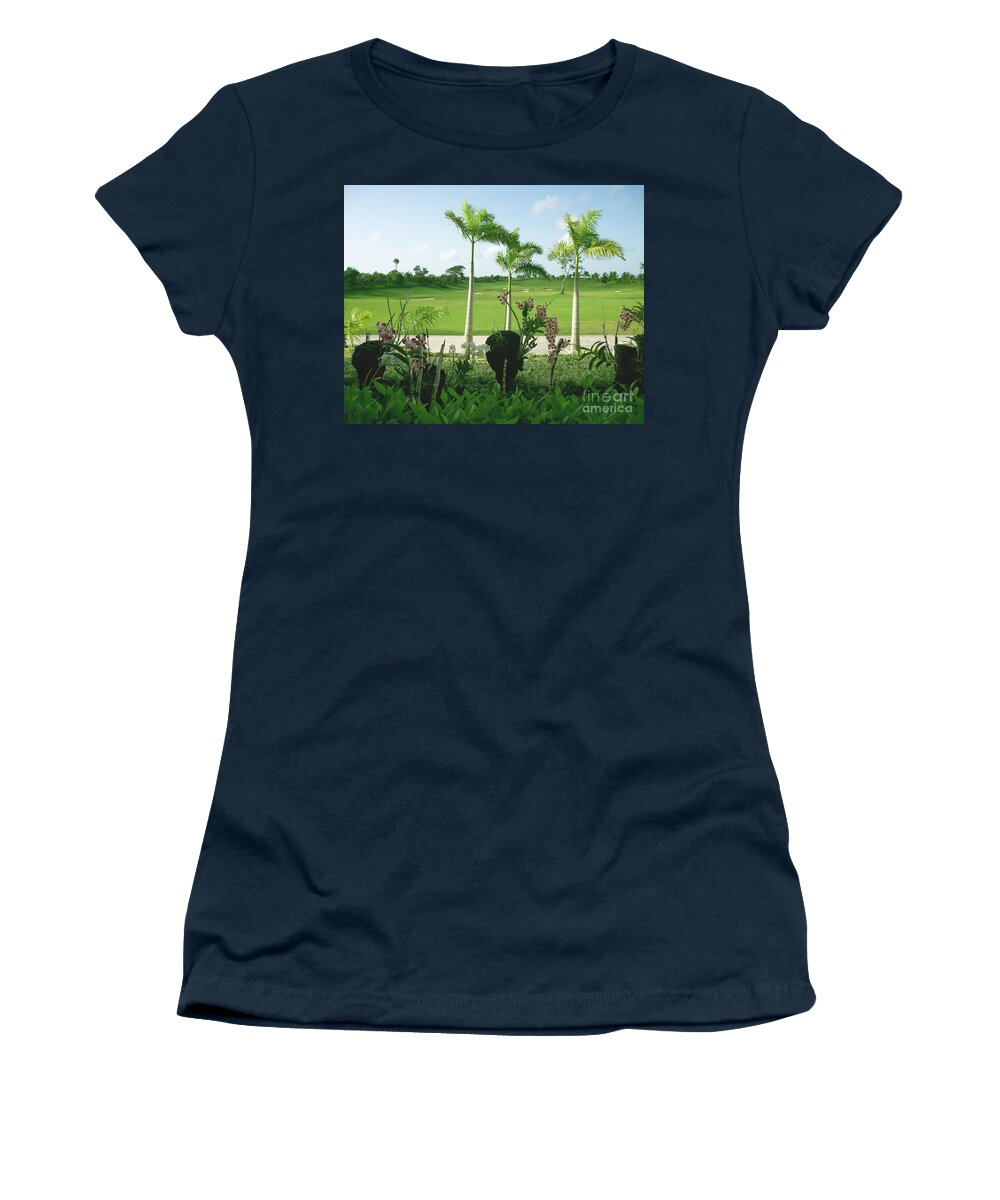 Orchid Women's T-Shirt featuring the photograph Orchids at Iberostar Golf Course in Punta Cana DR by Heather Kirk