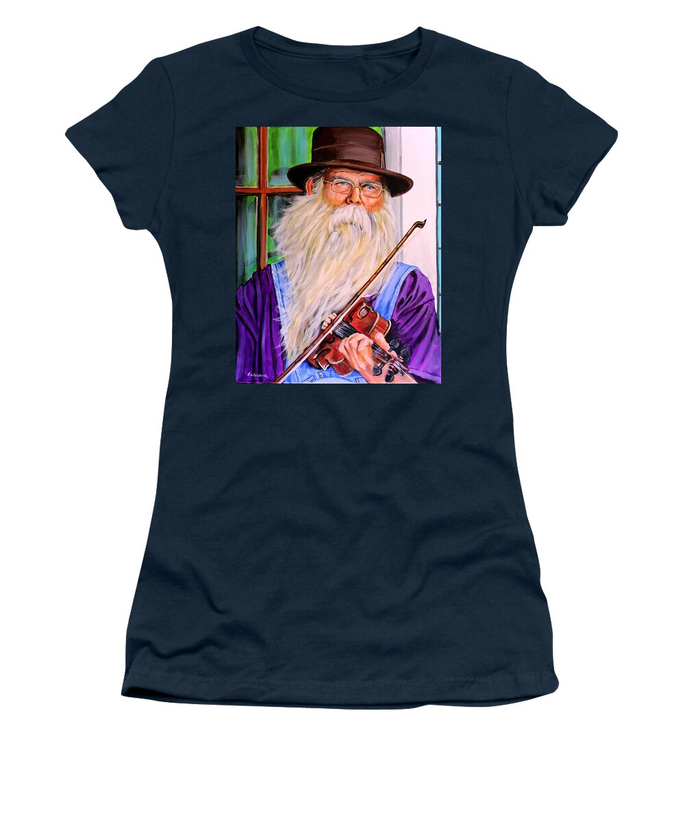 Fiddle Women's T-Shirt featuring the painting Ozarks Fiddle Player by Karl Wagner