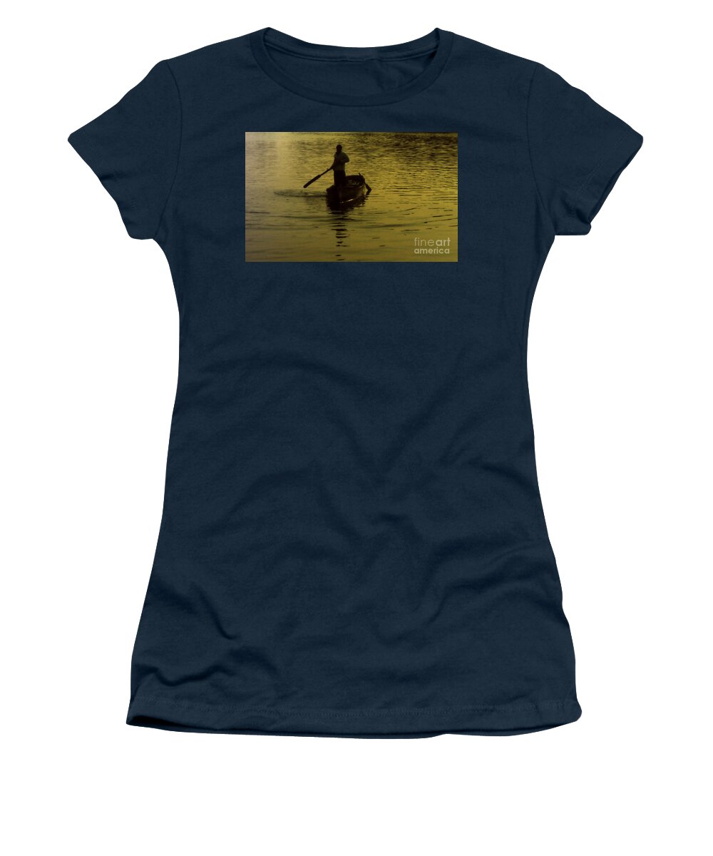Silhouette Women's T-Shirt featuring the photograph Paddle Boy by Lydia Holly