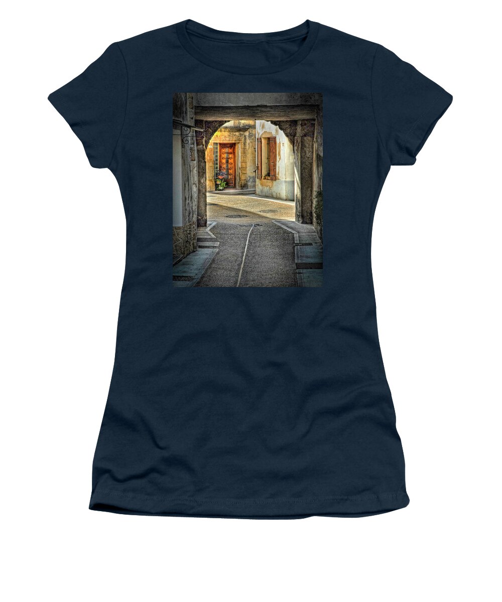 Provence Women's T-Shirt featuring the photograph Passageway and Arch in Provence by Dave Mills
