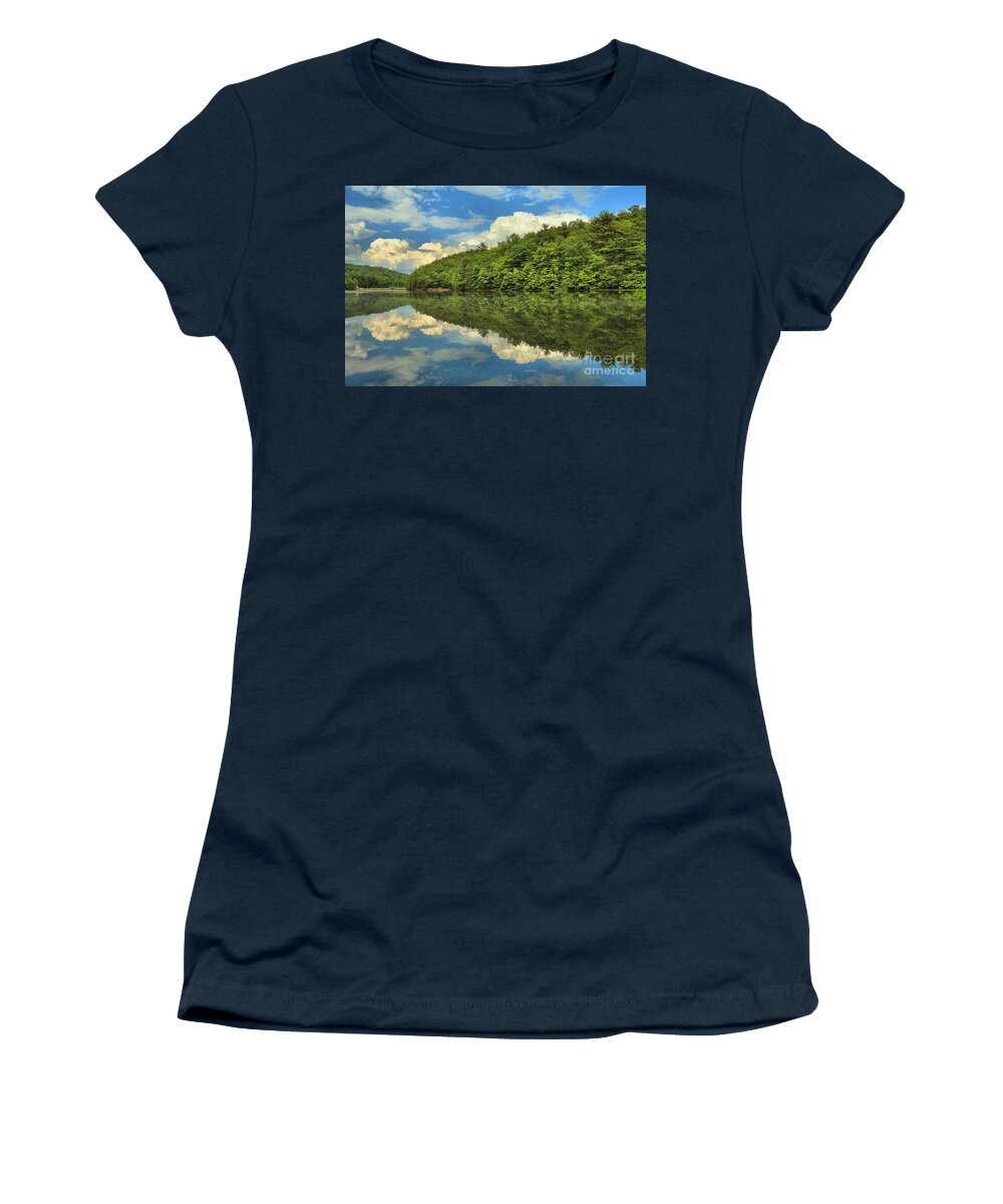 Long Branch Lake Women's T-Shirt featuring the photograph Perfect Reflections by Adam Jewell