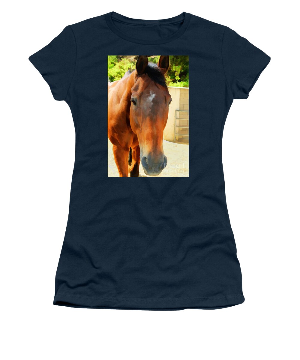 Posing Horse Women's T-Shirt featuring the photograph Posing Horse by Mariola Bitner