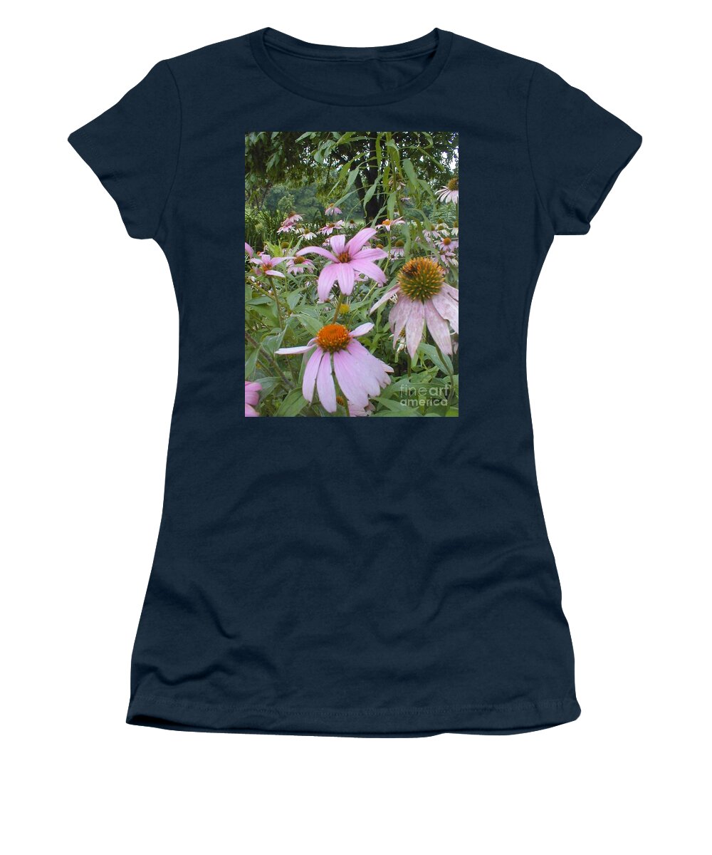 Flowers Women's T-Shirt featuring the photograph Purple Coneflowers by Vonda Lawson-Rosa