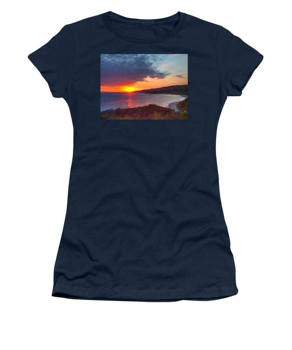 Sunset Women's T-Shirt featuring the photograph PV Sunset by Joe Schofield