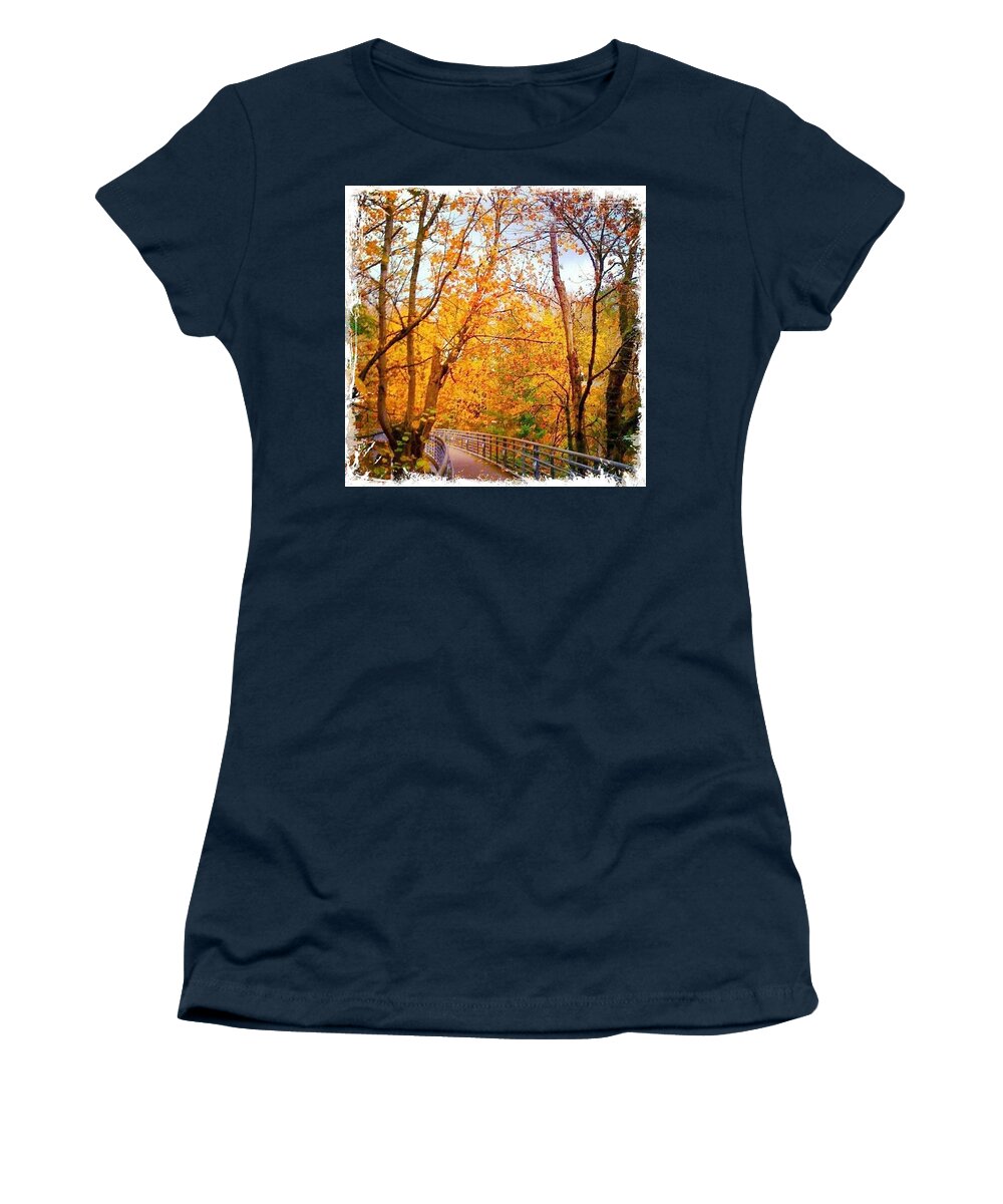 Reed College Canyon Women's T-Shirt featuring the photograph Reed College Canyon Bridge to Campus by Anna Porter