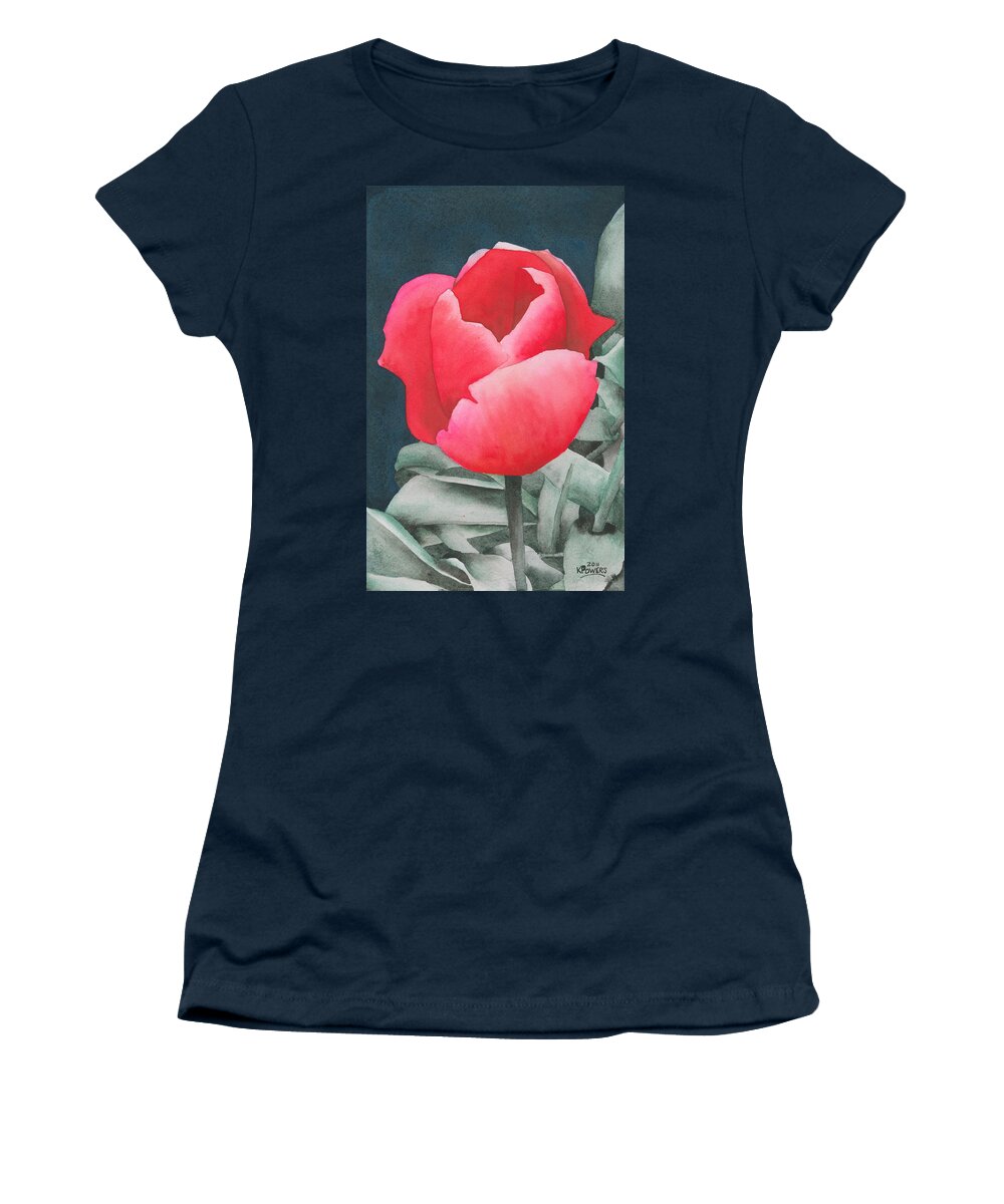 Flower Women's T-Shirt featuring the painting Single Tulip by Ken Powers