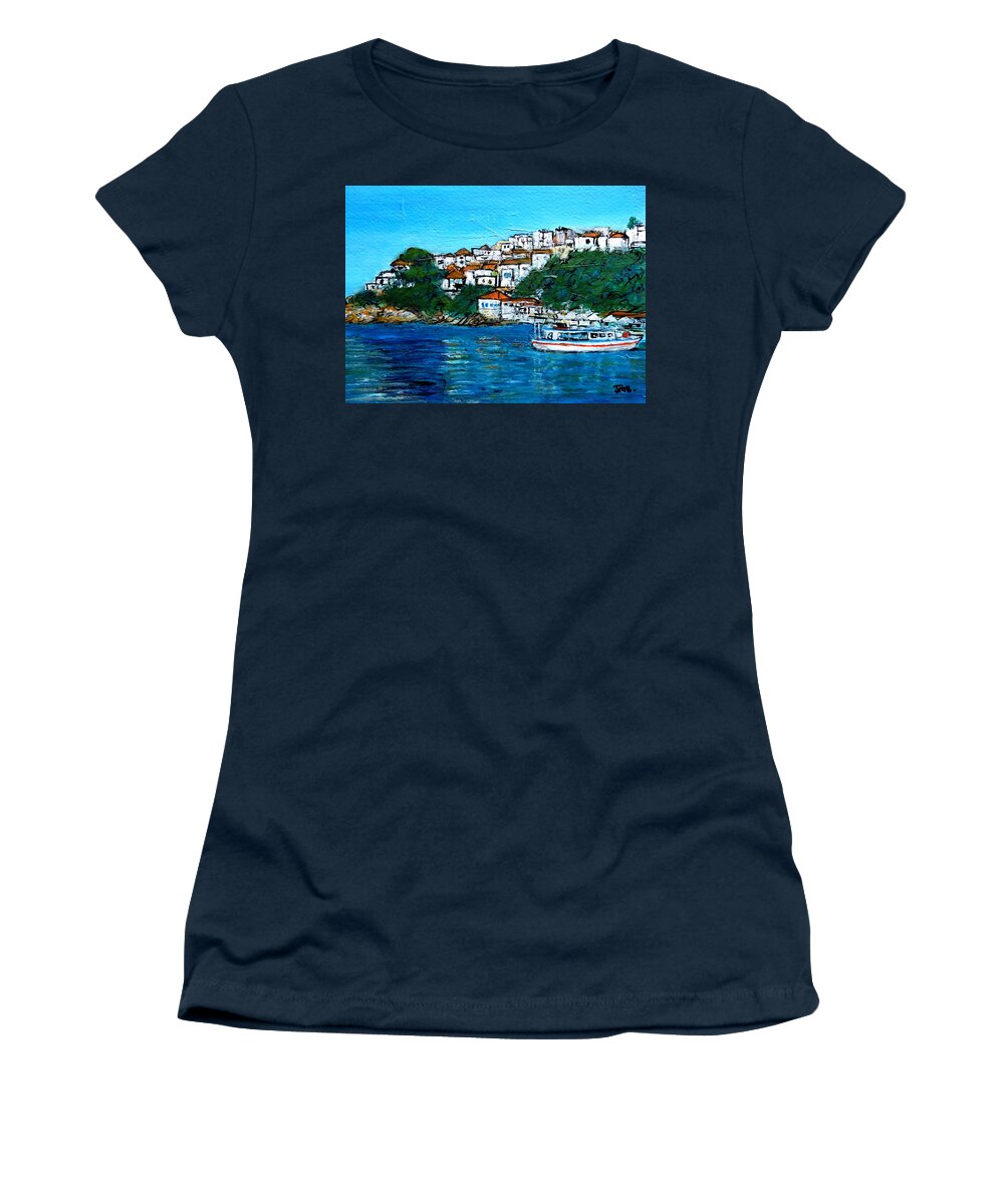 Greece Women's T-Shirt featuring the painting Skiathos Greece No2 by Jackie Sherwood