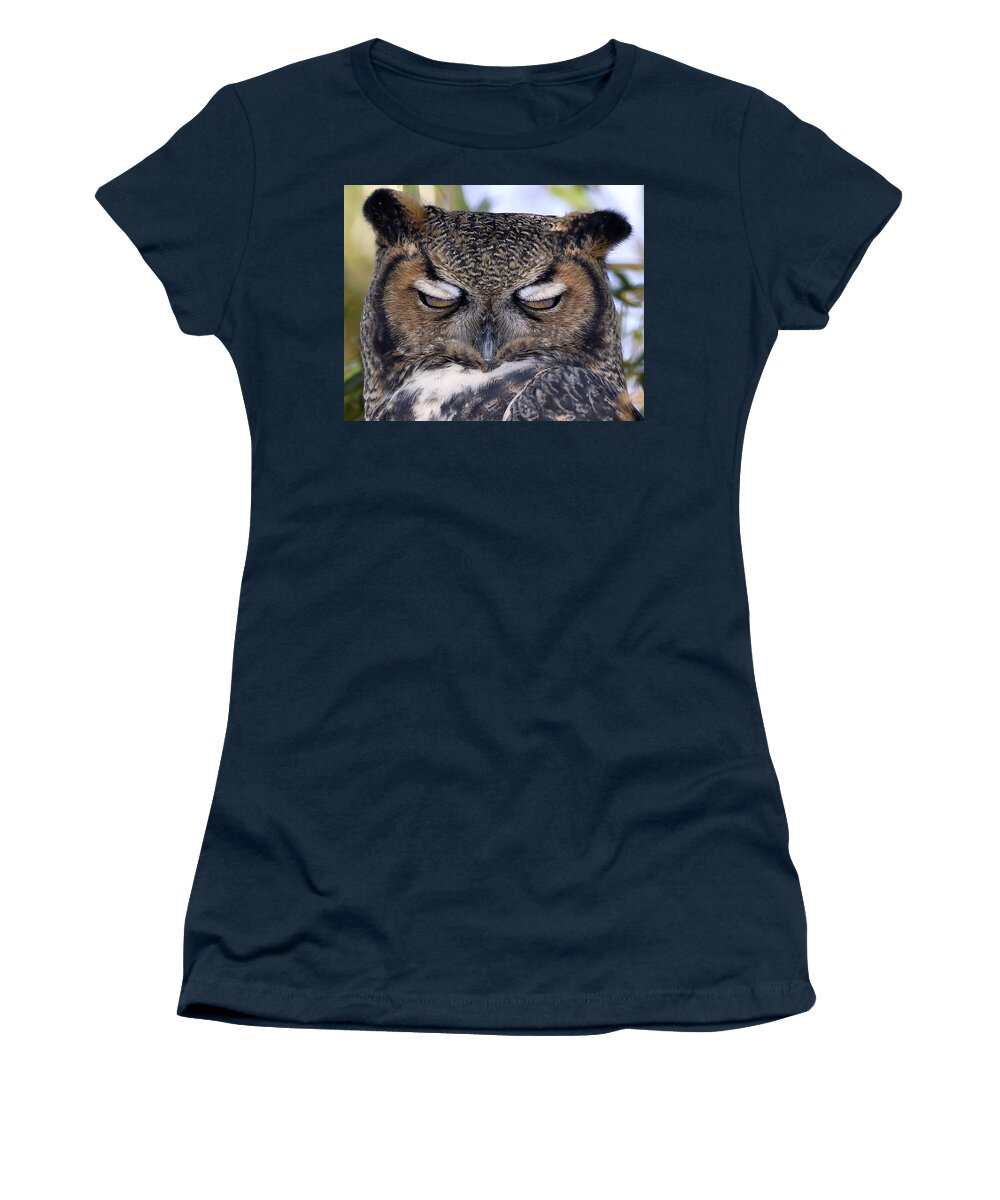 Landscape Women's T-Shirt featuring the photograph Sleepy owl by John T Humphrey