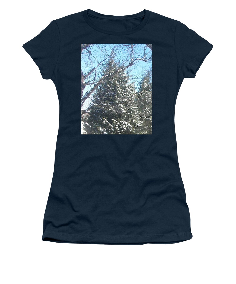 Landscape Women's T-Shirt featuring the photograph Snow Sprinkled Pine by Pamela Hyde Wilson