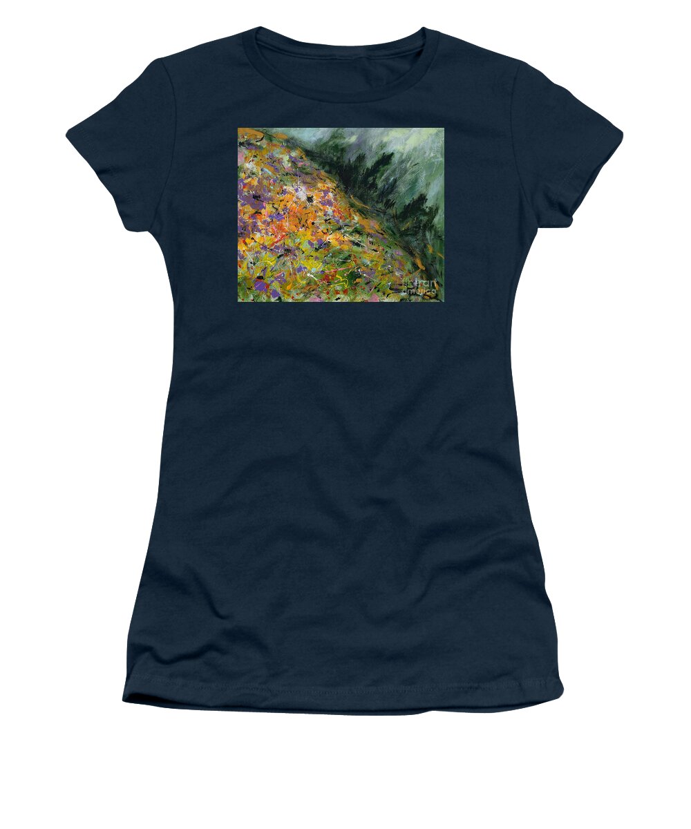 Acrylic Painting Women's T-Shirt featuring the painting Spring In The Mountain by Lidija Ivanek - SiLa