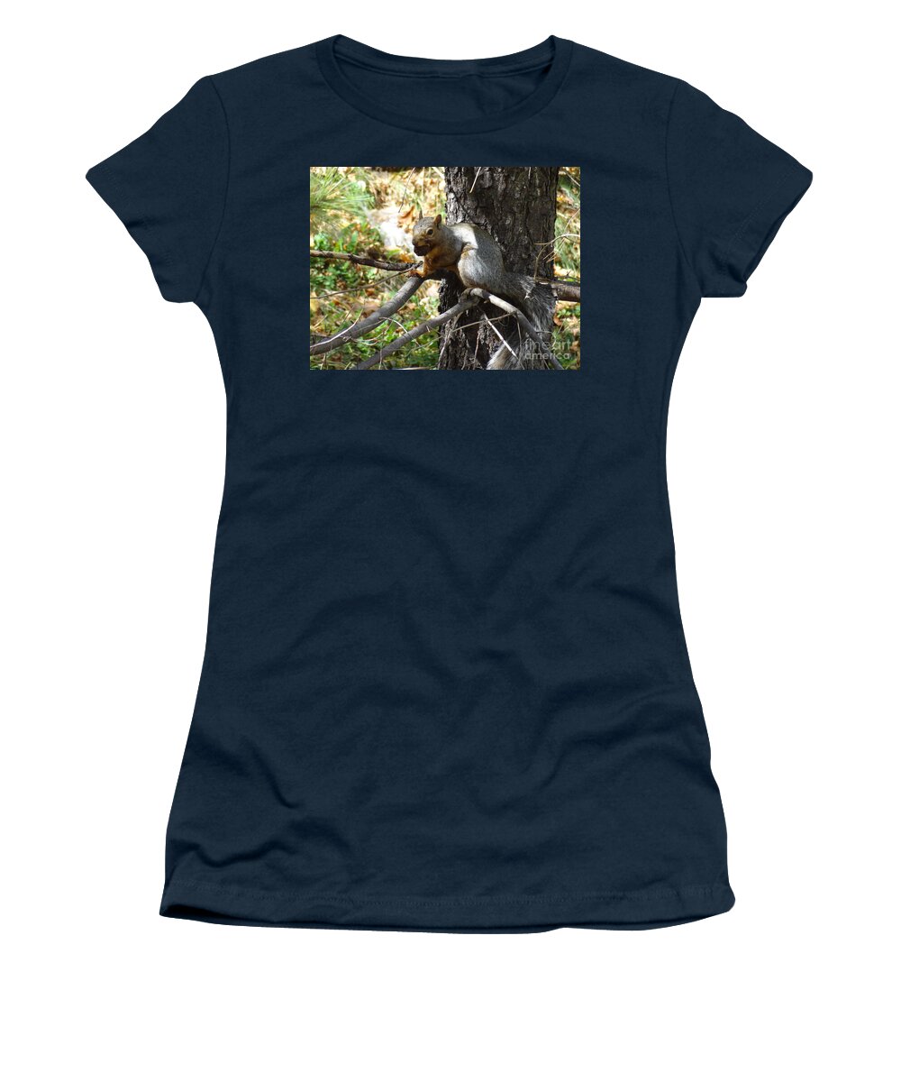Squirrel Women's T-Shirt featuring the photograph Squirrling Away by Laurel Best