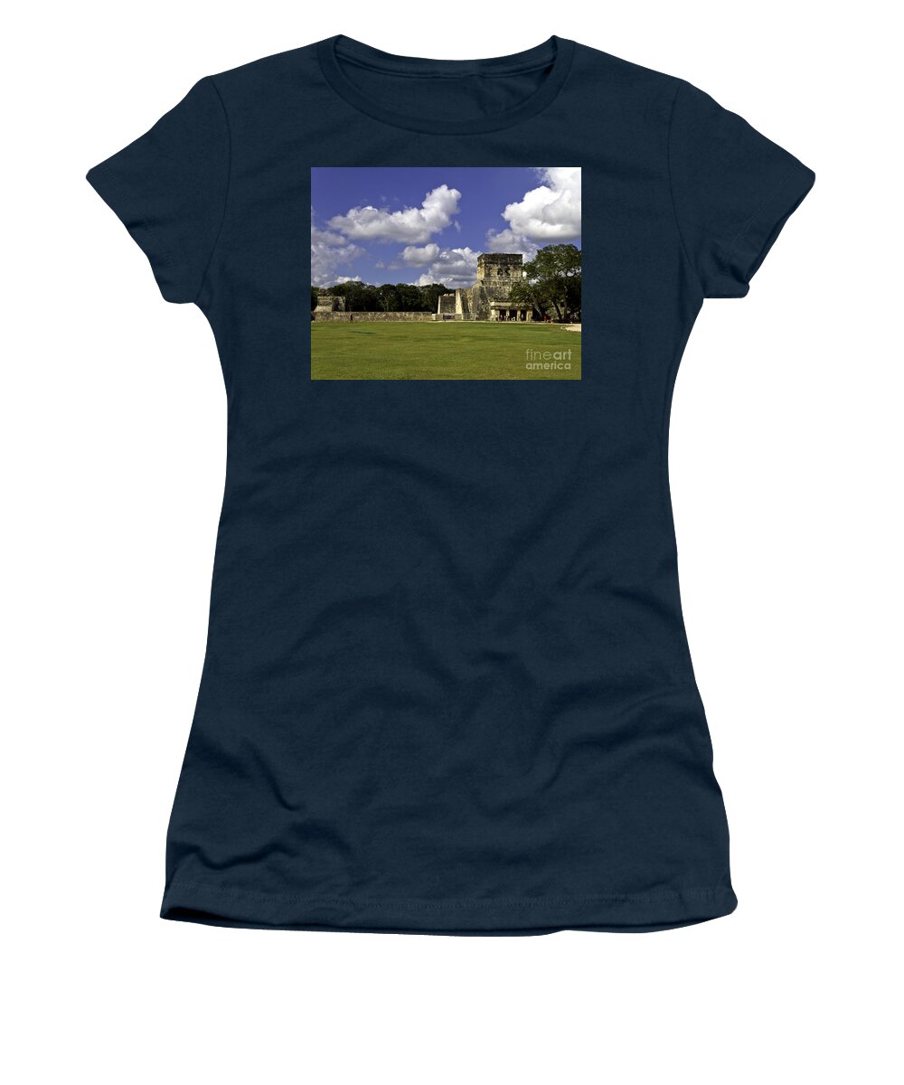 Chichen Itza Women's T-Shirt featuring the photograph Temple of the Jaguars by Ken Frischkorn