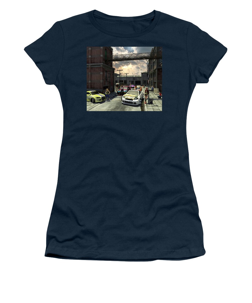 Auto Women's T-Shirt featuring the digital art The Pack - Backyard by Williem McWhorter