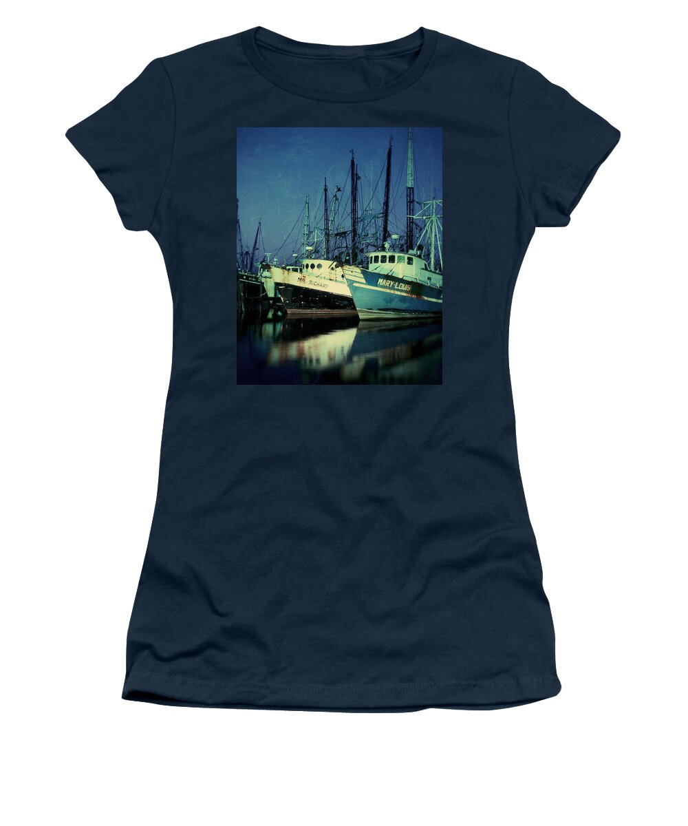 Shrimpboats Women's T-Shirt featuring the photograph The Shrimp boats are Coming to Texas Tonight by Garry McMichael