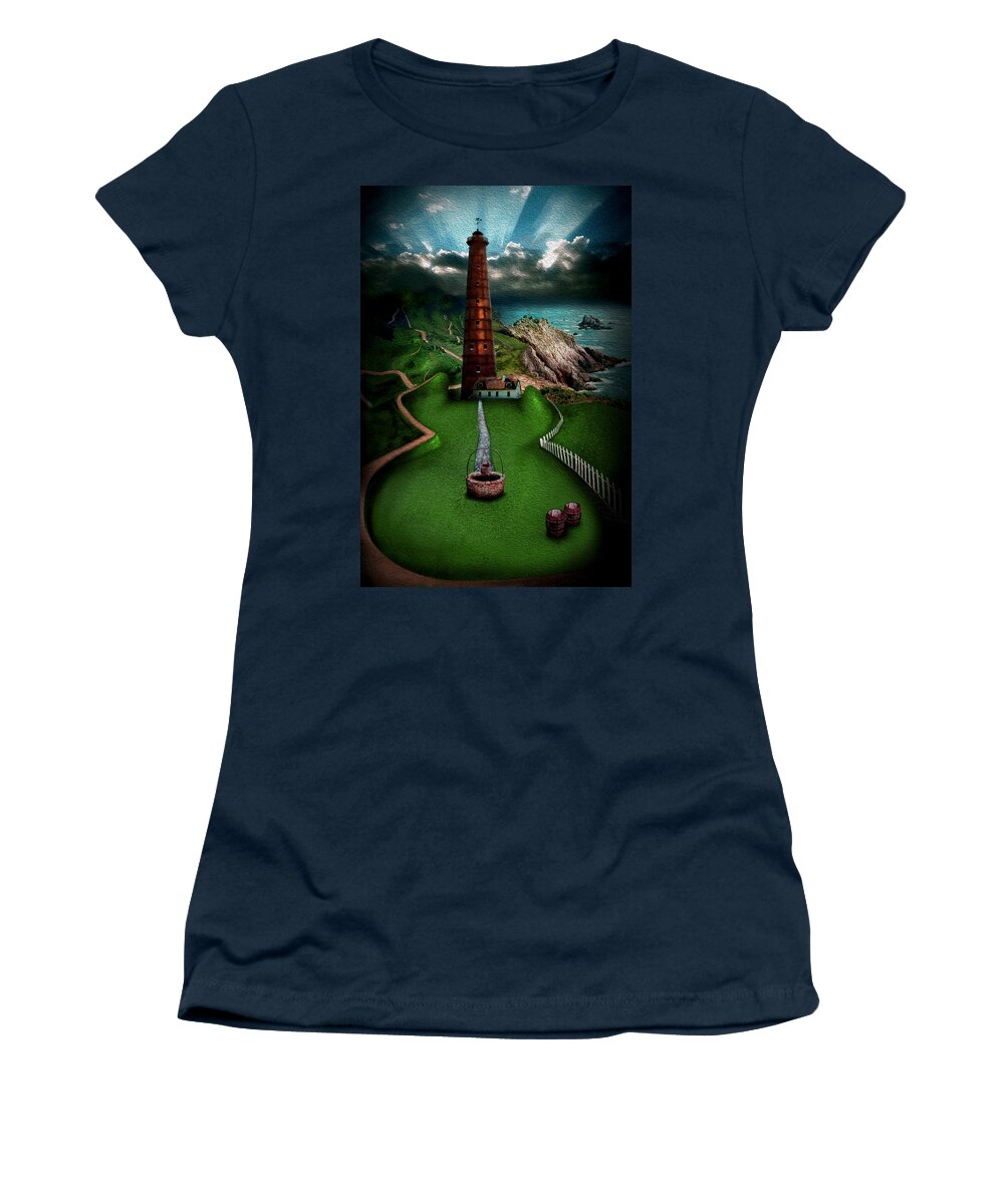Lighthouse Women's T-Shirt featuring the digital art The sound of silence by Alessandro Della Pietra