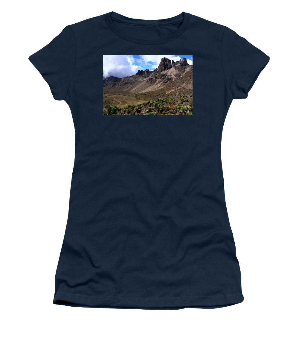 Mount Kenya Women's T-Shirt featuring the photograph Twin Peaks by Aidan Moran