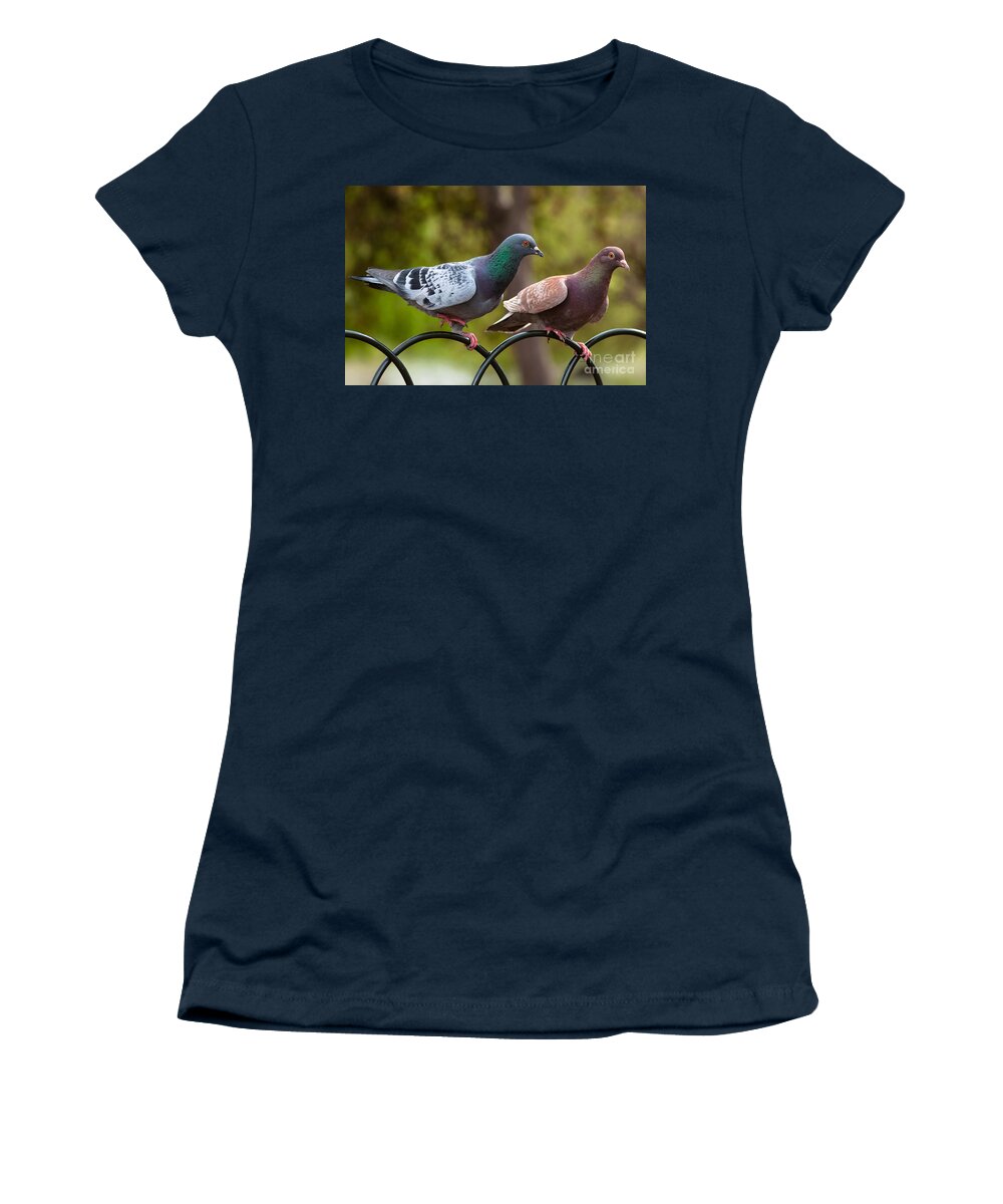 England Women's T-Shirt featuring the photograph Two pigeons by Andrew Michael