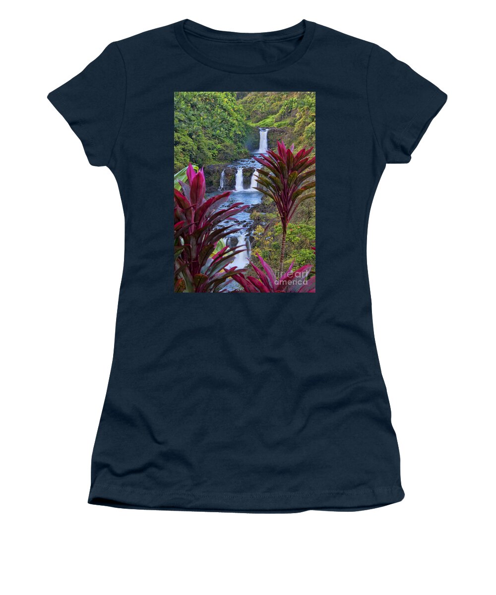 Umauma Falls Women's T-Shirt featuring the photograph Umauma Falls Big Island Hawaii by Gary Beeler