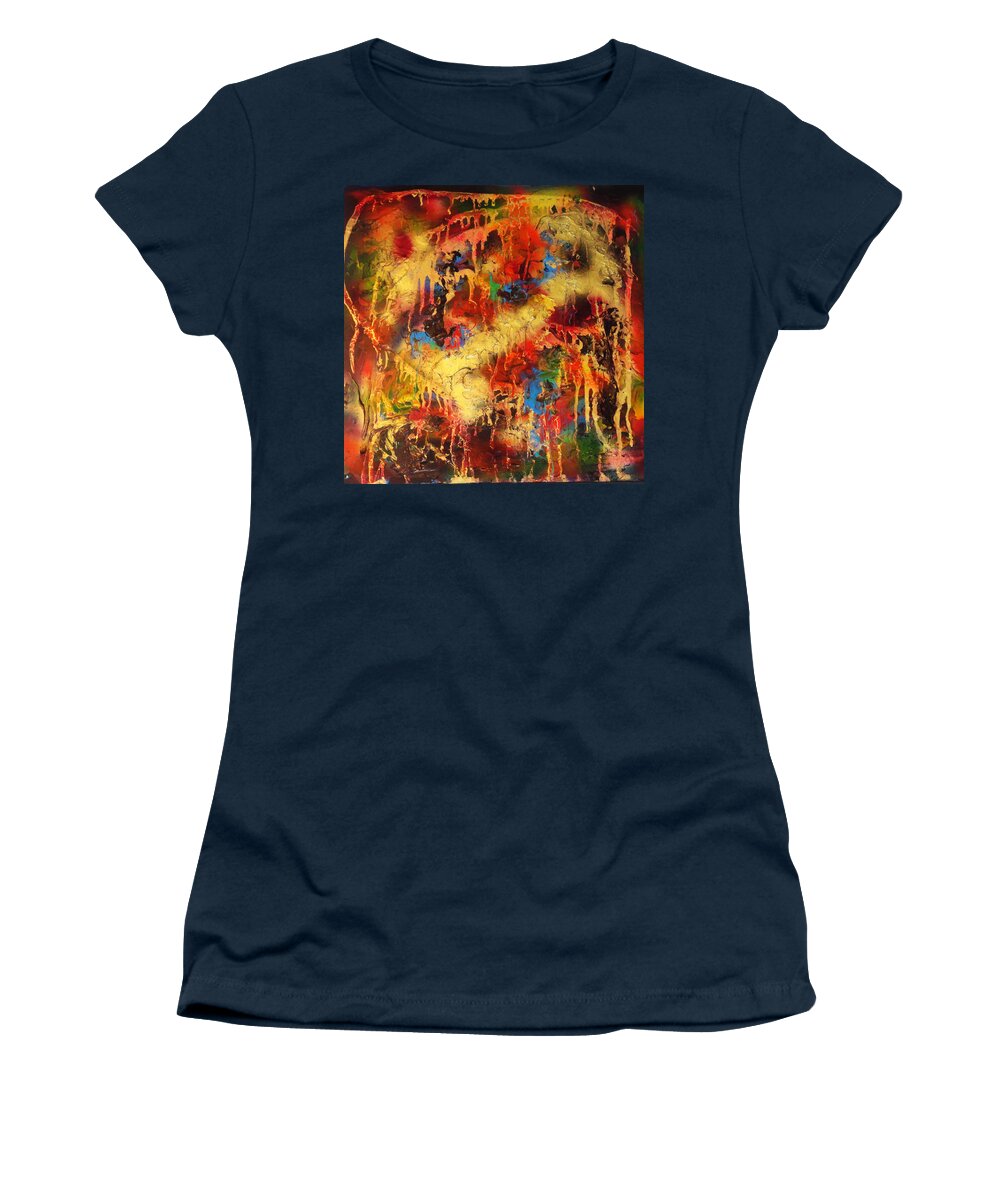 Abstract Women's T-Shirt featuring the painting Walk Through The Fire by Yael VanGruber