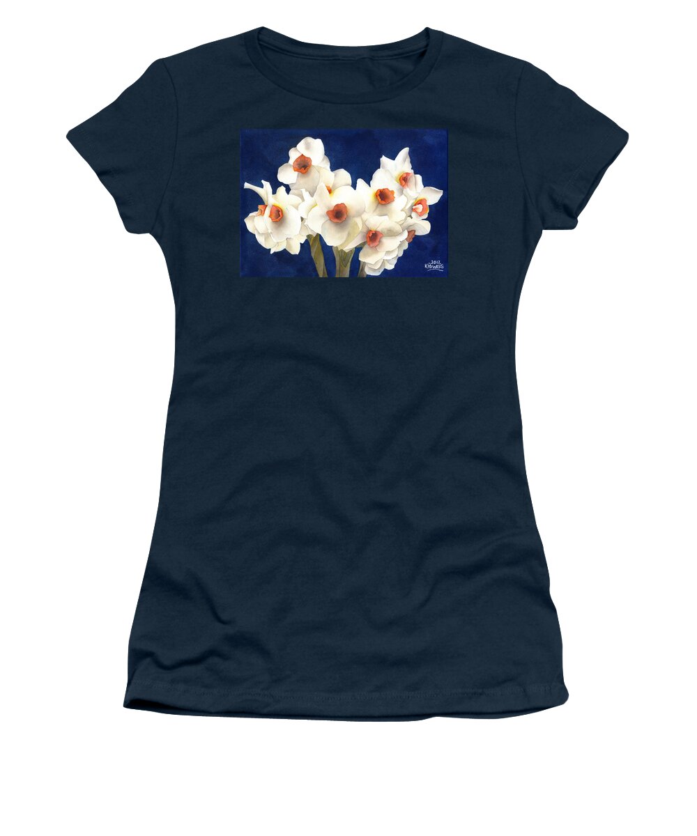 White Women's T-Shirt featuring the painting White Bouquet by Ken Powers