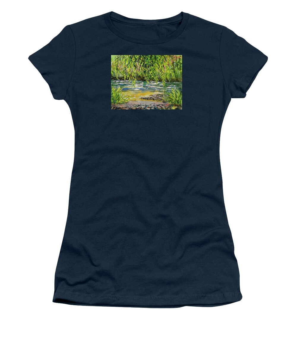 Plein Air Watercolor Women's T-Shirt featuring the painting Yakima River by Lynne Haines