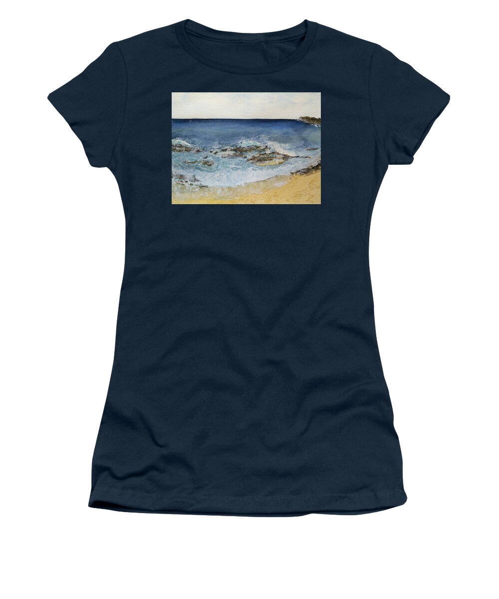  Rough Coast Line Women's T-Shirt featuring the painting Rough Water by Susan Nielsen