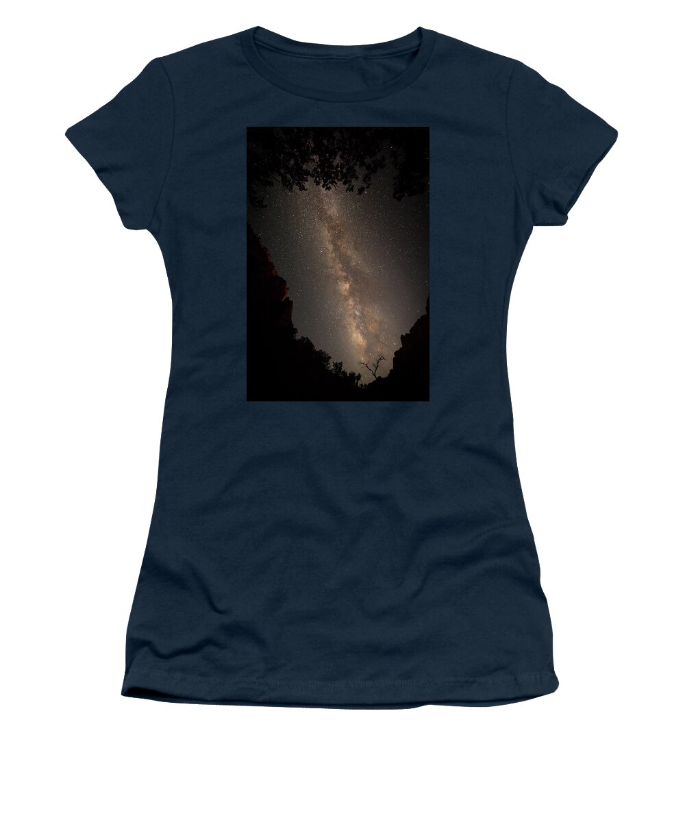 Milkyway Women's T-Shirt featuring the photograph A Dark Night In Zion Canyon #3 by David Watkins