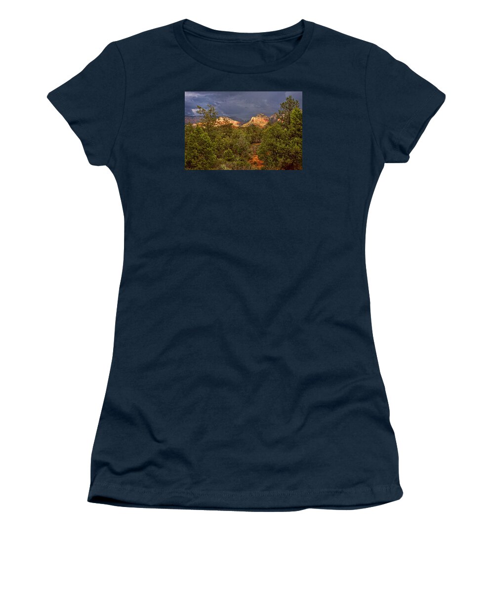 Canyon Women's T-Shirt featuring the photograph A Sliver of Light #1 by Leda Robertson