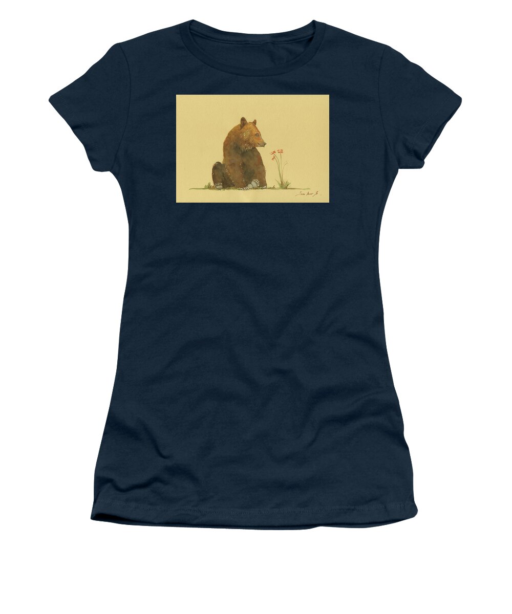  Women's T-Shirt featuring the painting Alaskan grizzly bear #1 by Juan Bosco
