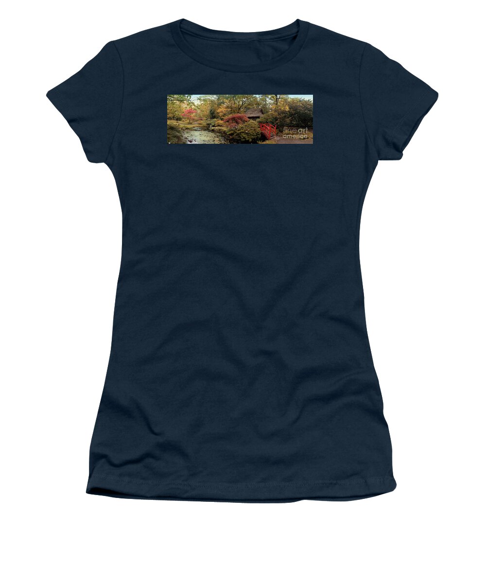 Park Women's T-Shirt featuring the photograph autumn in Japanese park #3 by Ariadna De Raadt