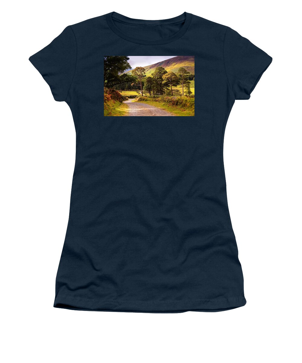 Ireland Women's T-Shirt featuring the photograph Celtic Spirit. Wicklow Mountains. Ireland by Jenny Rainbow