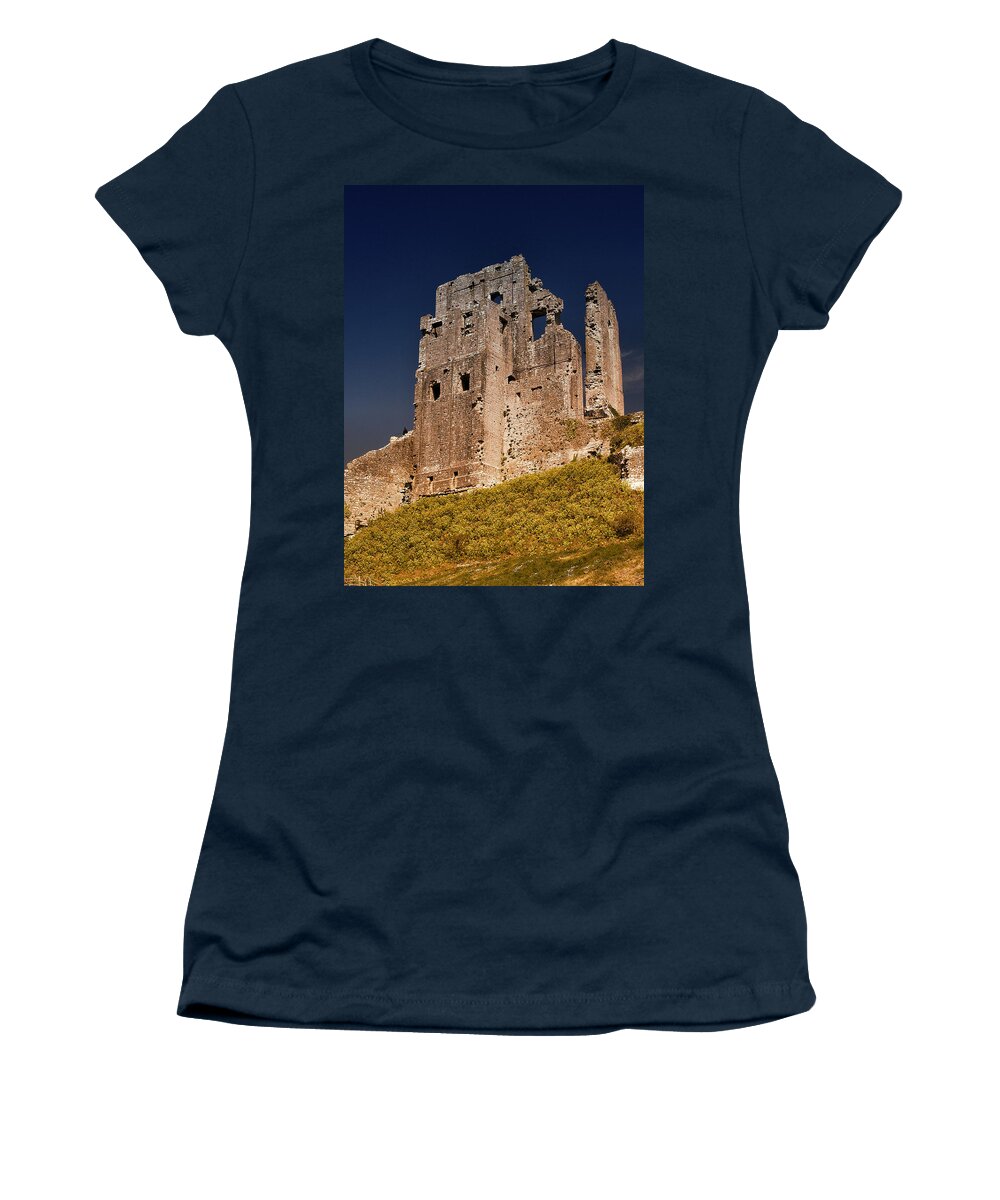 Castles Women's T-Shirt featuring the photograph Corfe Castle by Richard Denyer