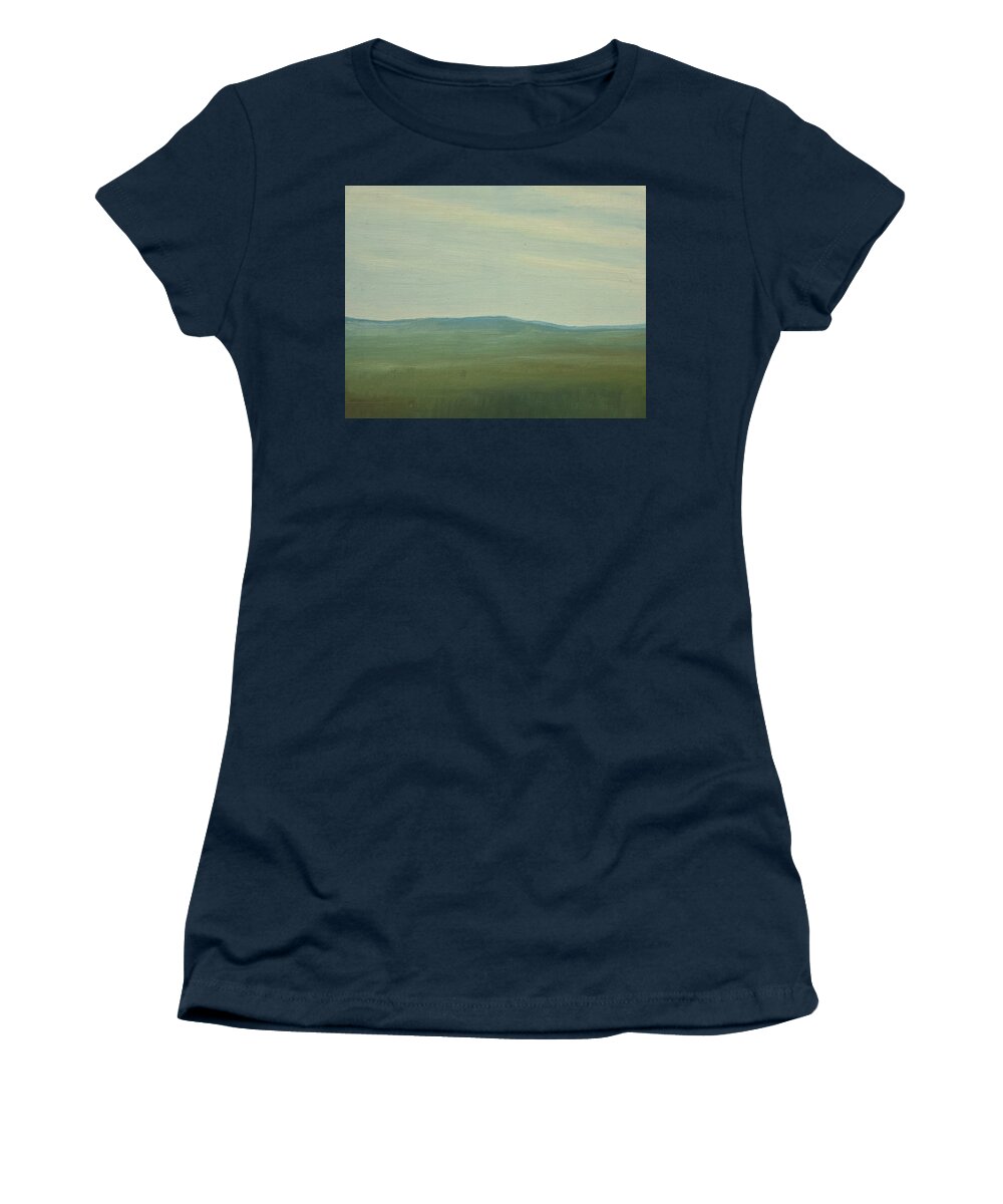 Landscape Women's T-Shirt featuring the painting dagrar over salenfjallen- Shifting daylight over mountain ridges, 5 of 12_1246 80x100 cm by Marica Ohlsson