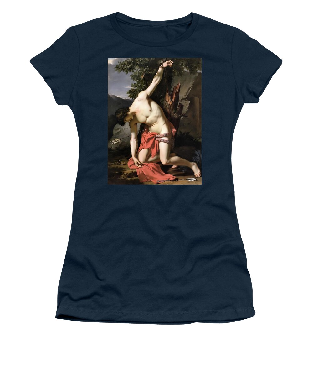 French Women's T-Shirt featuring the painting Death Of Saint Sebasian by Troy Caperton