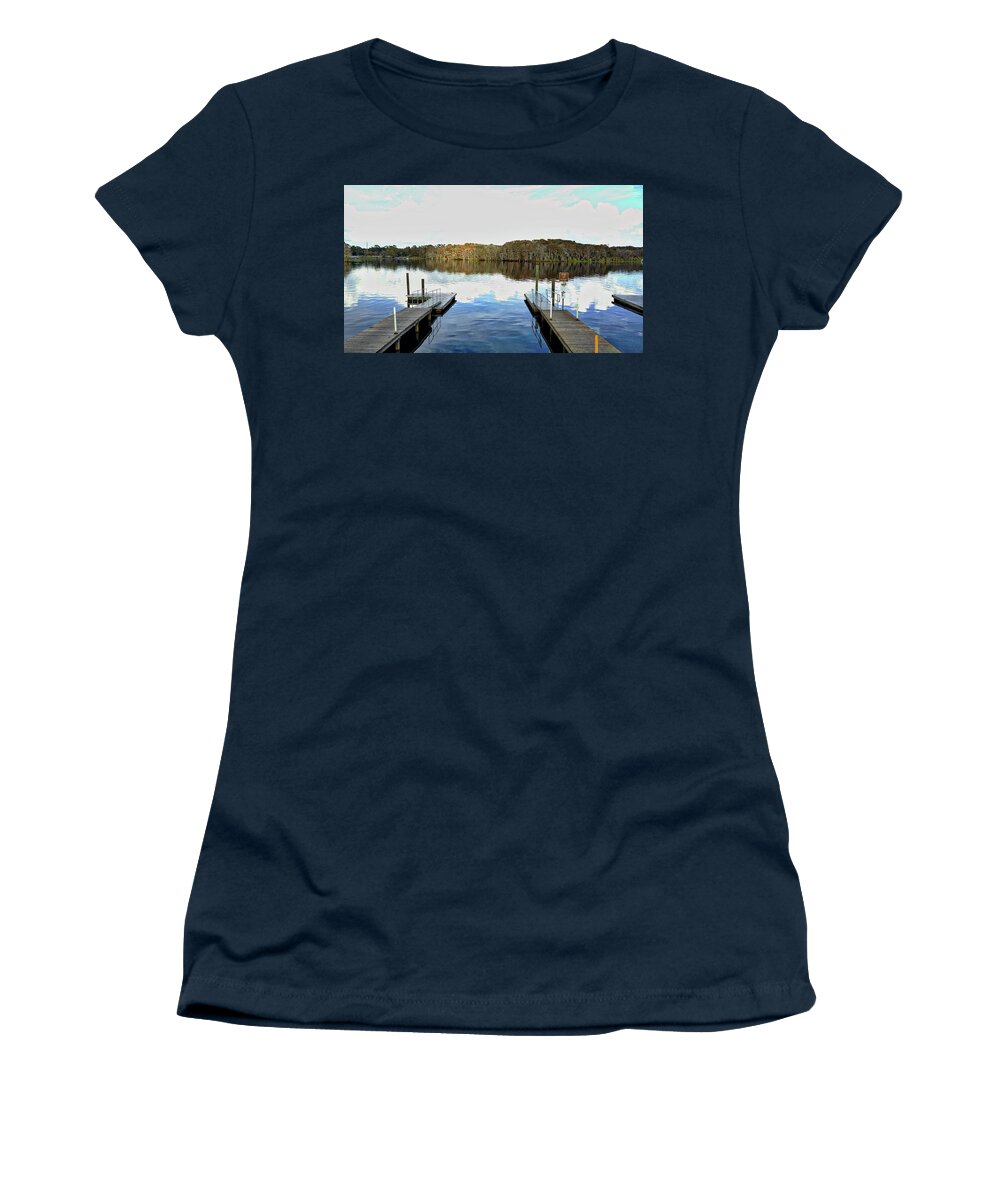 Boat Dock Women's T-Shirt featuring the photograph Dock of the Bay #1 by Michael Albright