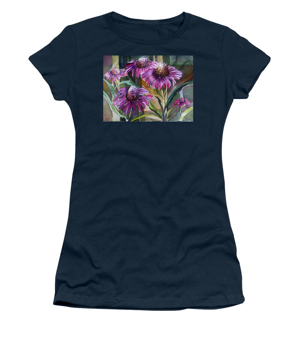Echinacea Women's T-Shirt featuring the painting Echinacea #2 by Mindy Newman