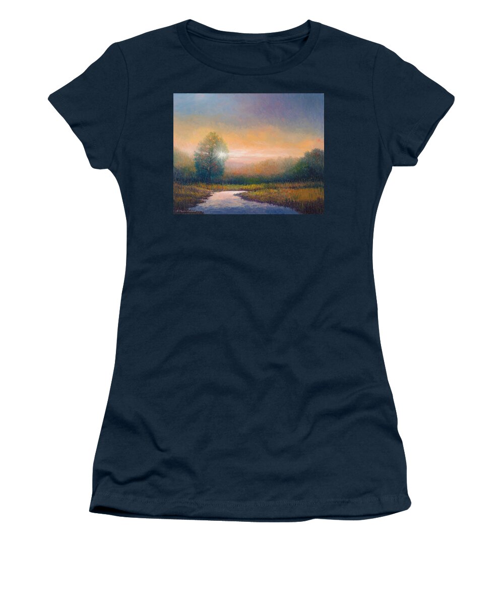 Landscape Women's T-Shirt featuring the painting Evening LIght #1 by Douglas Castleman
