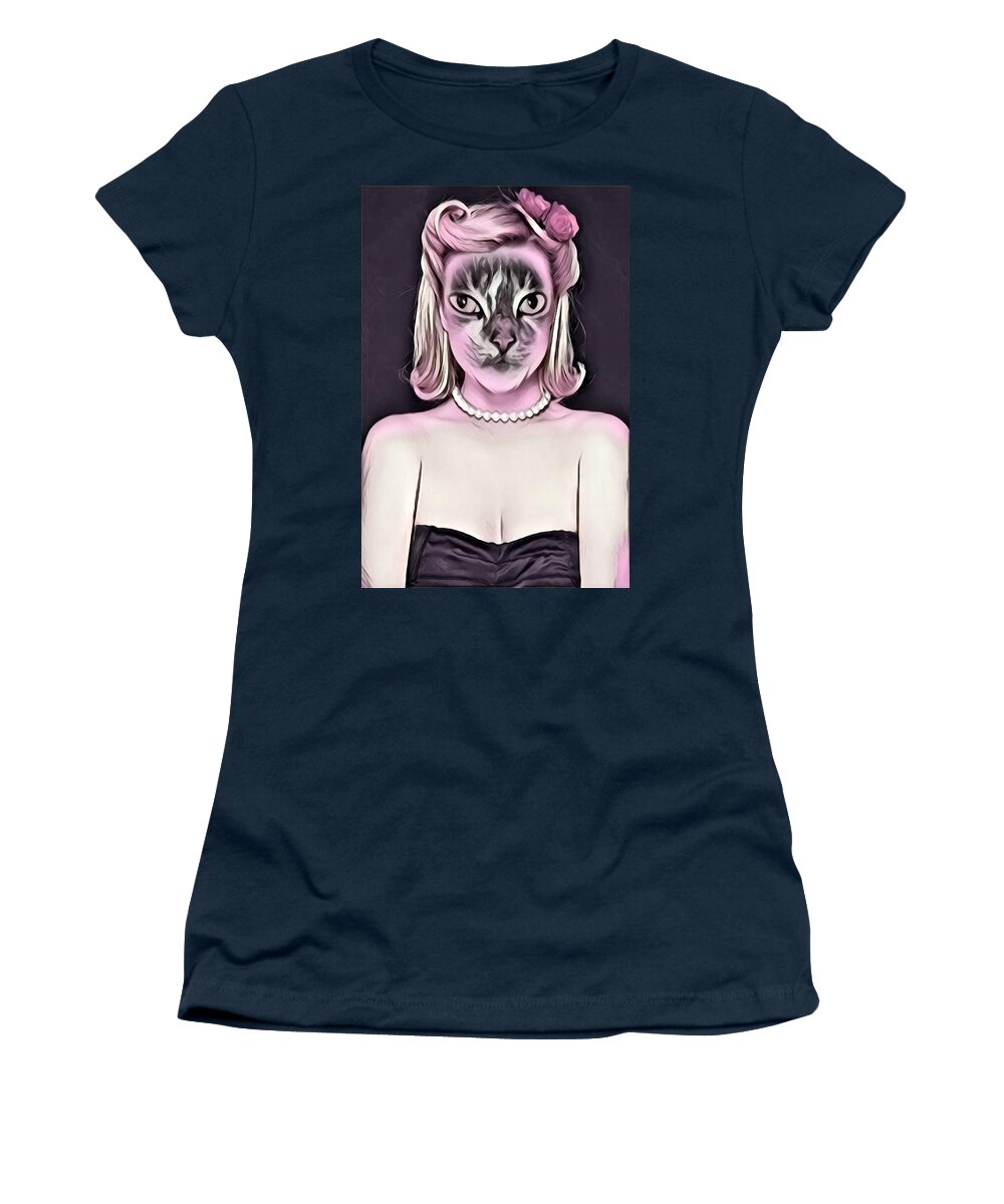 Digital Art Women's T-Shirt featuring the digital art Fantasy Cat Art 8 #1 by Artful Oasis