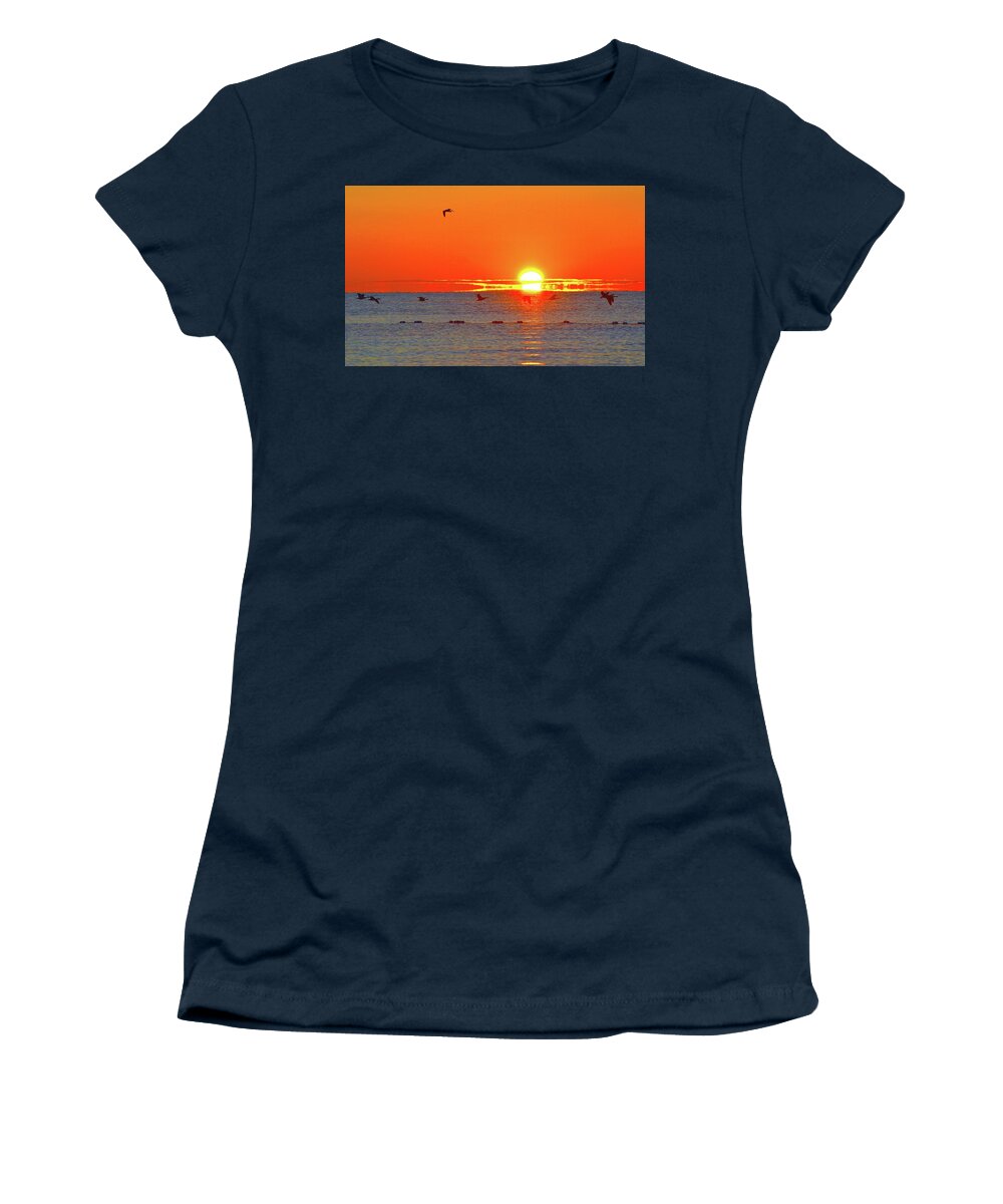 Abstract Women's T-Shirt featuring the photograph Flying At Sunrise 2 #1 by Lyle Crump