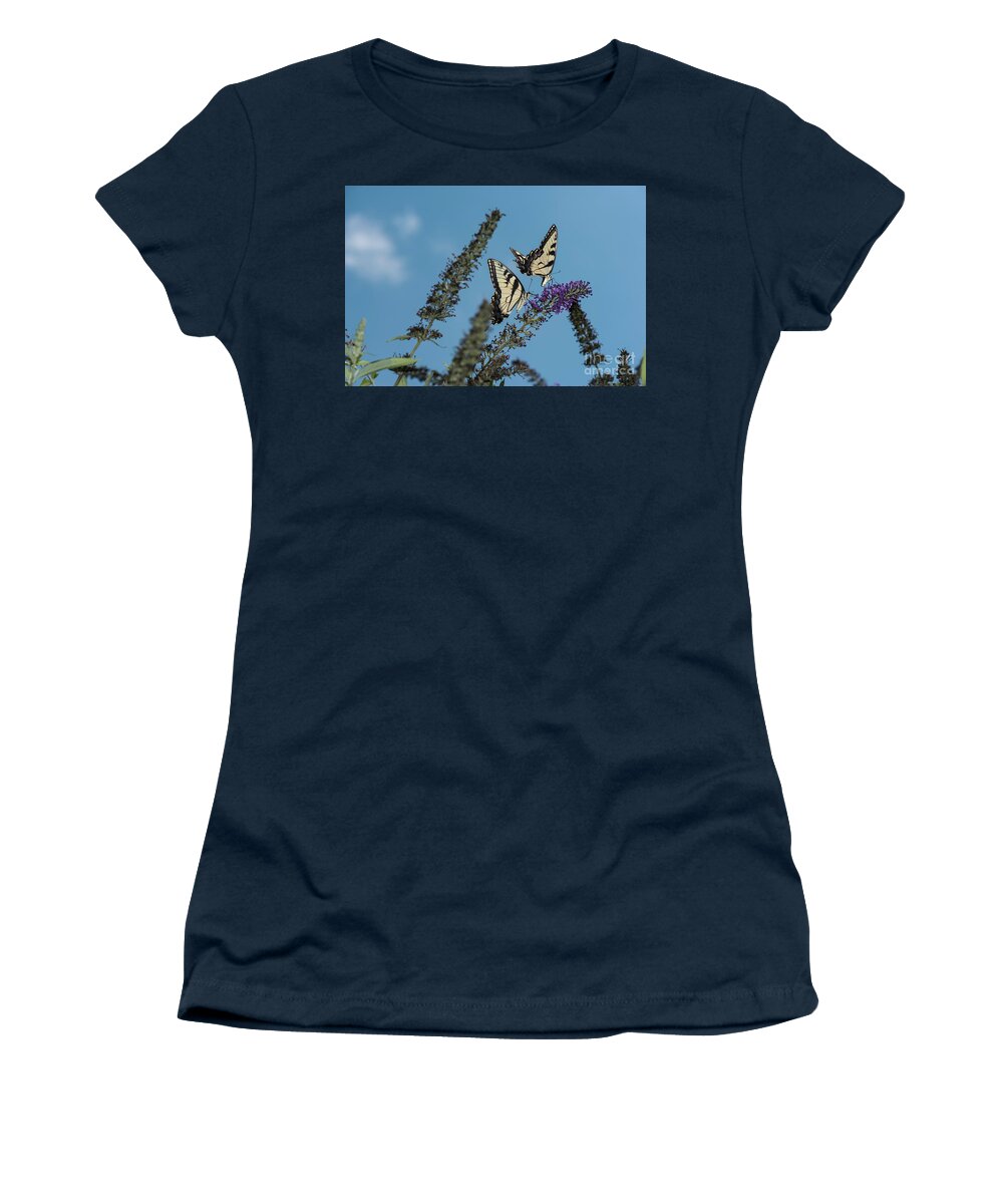 Butterfly Women's T-Shirt featuring the photograph Follow The Leader by Judy Wolinsky