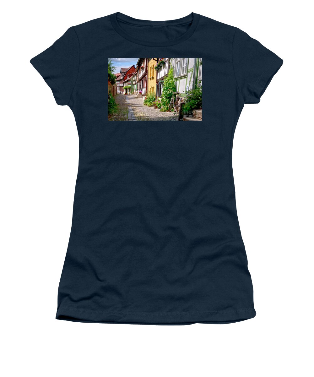 Quedlinburg Women's T-Shirt featuring the photograph German old village Quedlinburg by Heiko Koehrer-Wagner