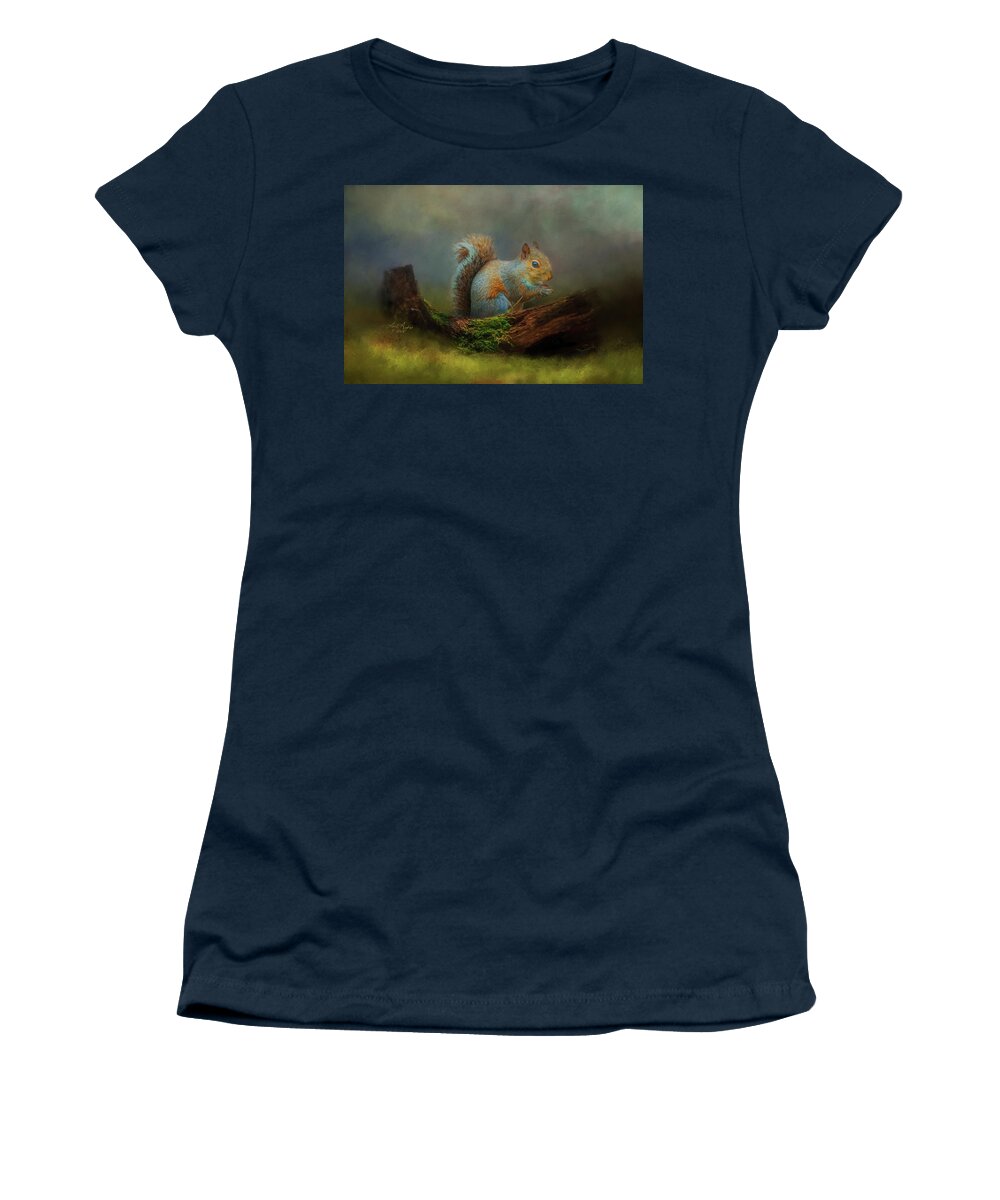 Gray Women's T-Shirt featuring the digital art Squirrel by Lena Auxier