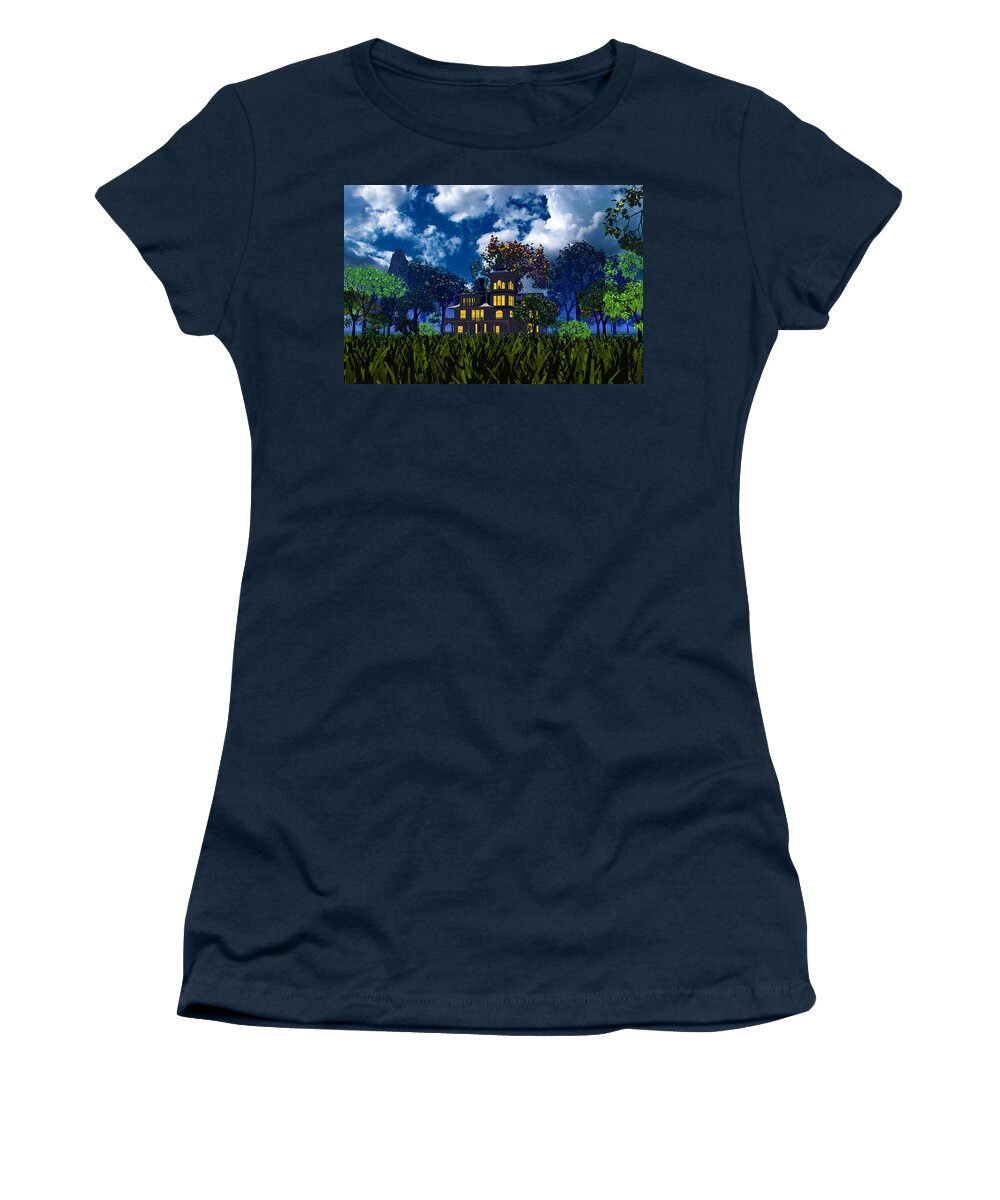 House Women's T-Shirt featuring the photograph House In The Woods by Mark Blauhoefer