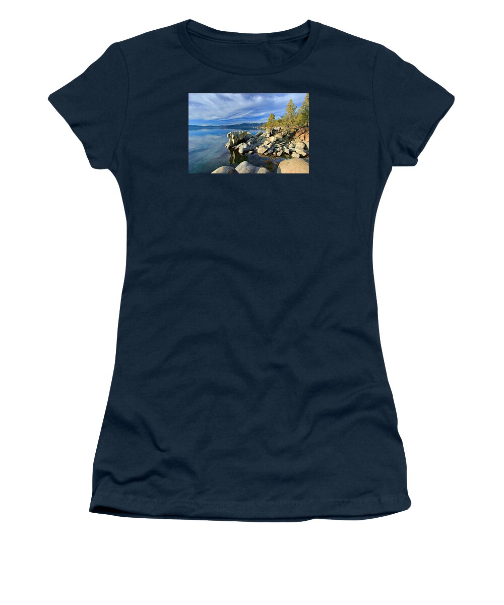 Lake Tahoe Women's T-Shirt featuring the photograph Lake Tahoe Rocks #2 by Sean Sarsfield